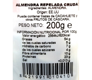 ALMENDRAS PELADAS TAMARINDO 200 GR.