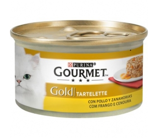 COMIDA GATO CON POLLO Y ZANAHORIAS GOURMET GOLD 85 GR.TARTALETA