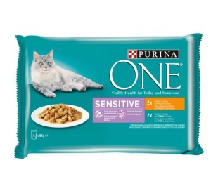 comida-gatos-sensitive-pollo-atun-purina-one-pack-4x85-grs