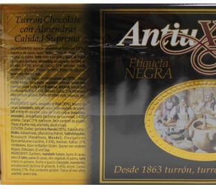 TURRON CHOCOLATE ALMENDRA ETIQ.NEGRA ANTIUXIXONA 150 GRS.
