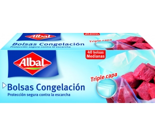 BOLSAS CONGELACION TRIPLE CAPA MED. ALBAL 25X32 CM.40 UN.