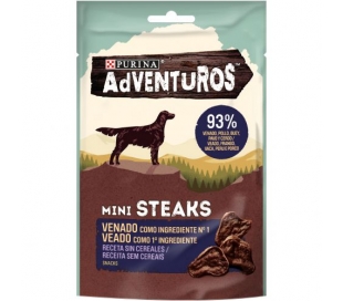 SNACK PERRO ADVENTUROS MINI STEAKS VENADO PURINA 70 GRS.
