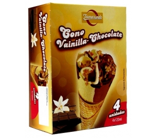 HELADO CONOS VAINILLA CHOCO TAMARINDO PACK 4X125 ML.