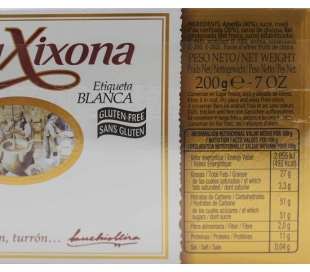 TURRON YEMA TOSTADA ETIQUETA BLANCA ANTIUXIXONA 200 GRS.