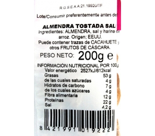 ALMENDRAS TOSTADAS SALADAS TAMARINDO 200 GR.