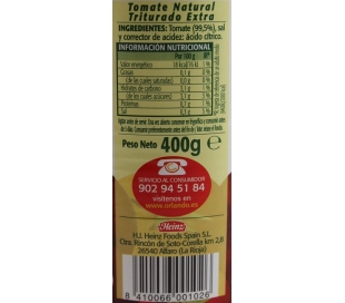 TOMATE NATURAL TRITURADO EX ORLANDO 400 GR. LATA