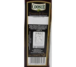 VINAGRE JEREZ CRISTAL COOSUR 250 ML.