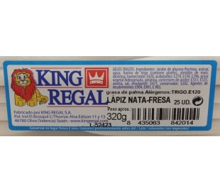 GOLOSINAS LAPIZ NATA-FRESA KING REGAL 320 GRS.