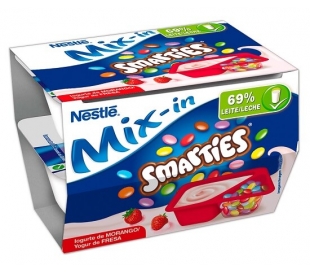 YOGUR MIX-IN SMARTIES FRESA NESTLE PACK 2X128 GR.