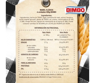 BAGELS CLASSICO BIMBO 300 GR. 4 UN.
