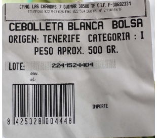 FRUTERIA CEBOLLETAS . 500 GRS.