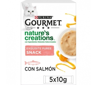 SNACK GATO PURÉ CON SALMÓN PURINA GOURMET 5X10 GR.