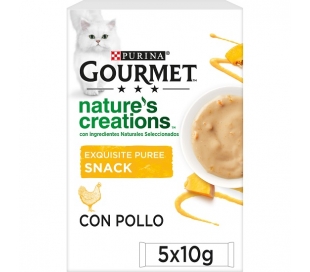 SNACK PUREE GATO CON POLLO GOURMET 5X10 GR.