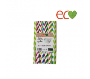 CAÑITA PAPEL ESPIRAL COLORES 50 UN.