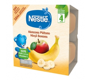 POSTRE DE FRUTA MANZANA Y PLÁTANO NESTLÉ PACK 4X100 GR.