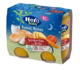 COMPOTA VERDURITAS CON POLLO HERO BABY PACK 2X190 GR.