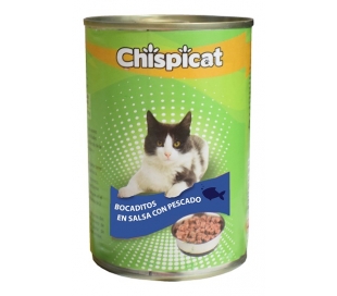 COMIDA GATO BOCADITOS EN SALSA CON PESCADO CHISPICAT 415 GR.LATA