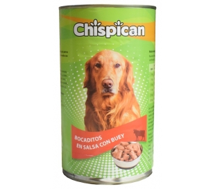 COMIDA PERRO BOCADITOS EN SALSA CON BUEY LATA CHISPICAN 1250 GR.