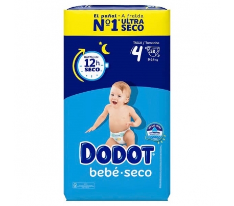 Tu bebe y tu - Dodot Talla 4 Bebé Seco 9-14 kg (58 pañales)