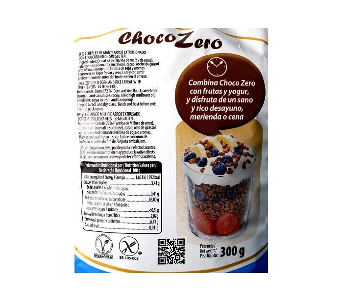 Choco ZERO 300 g - Sin gluten, sin azúcar - Esgir