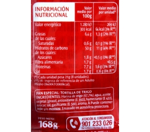 FAJITAS RAPIDITAS BIMBO 168 GR.