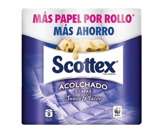 PAPEL HIGIENICO ACOLCHADO SCOTTEX 9 UN.