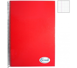 BLOC ESPIRAL TAPA PLASTICA CUADROS SCOOL 80 HOJAS.