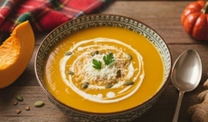 Crema de calabaza, puerro y jengibre
